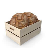 Wooden Crate With Bread Loaf PNG & PSD Images