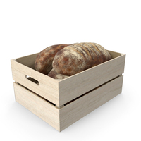 Wooden Crate With Bread Loaf PNG & PSD Images