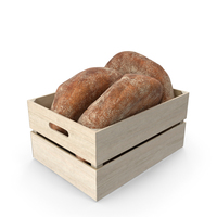 Wooden Crate With Bread Loaves PNG & PSD Images