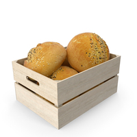Wooden Crate With Small Round Bread PNG & PSD Images