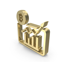 Golden Bitcoin Rise Symbol PNG & PSD Images