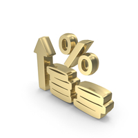 Golden Money Market Percentage Growth Symbol PNG & PSD Images