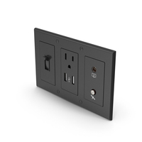 USB TV SAT Socket Outlet And Light Switch Black PNG & PSD Images