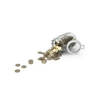 Spilled Coins From A Glass Jar PNG & PSD Images