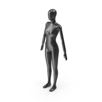 Flexible Female Mannequin Neutral Pose Satin Black PNG & PSD Images