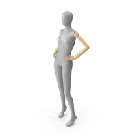 Flexible Female Mannequin Standing Pose Satin Grey PNG & PSD Images