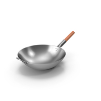 Silver Wok With Wooden Handle PNG & PSD Images