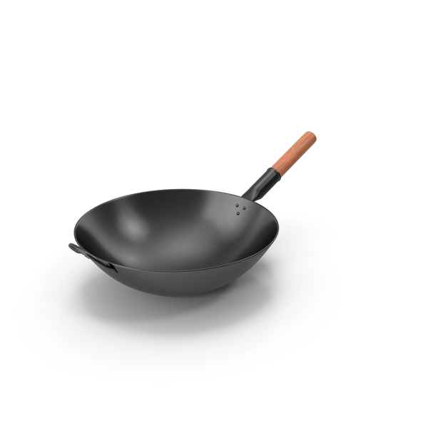 Carbon Wok With Wooden Handle PNG & PSD Images