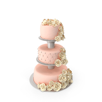 Three Tier Wedding Cake with Sugar Roses PNG & PSD Images
