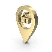 Map Pin Locate Navigate Basket Shopping Gold PNG & PSD Images