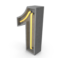 Concrete Neon Number 1 PNG & PSD Images