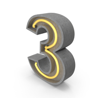 Concrete Neon Number 3 PNG & PSD Images