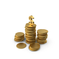 Gold  Stack of Coins with Dollar Symbol PNG & PSD Images