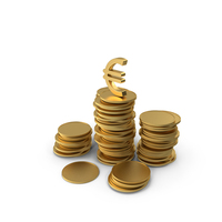 Gold Stack Of Coins With Euro Symbol PNG & PSD Images