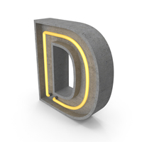 Concrete Neon Letter D PNG & PSD Images