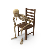 Worn Skeleton Sitting on Worn Chair PNG & PSD Images