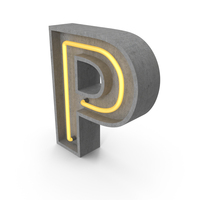 Concrete Neon Letter P PNG & PSD Images