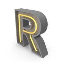 Concrete Letter Neon R PNG & PSD Images