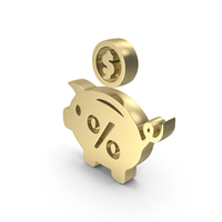 Golden Percent Dollar Money Bank Symbol PNG & PSD Images