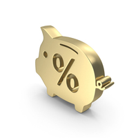 Gold Percent Piggy Bank Symbol PNG & PSD Images