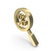 Percent Magnifier Bank Gold PNG & PSD Images