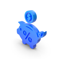 Percent Dollar Save Money Kiddy Bank Blue PNG & PSD Images