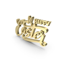 Gold Happy Easter Sign PNG & PSD Images