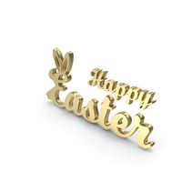 Golden Happy Easter Symbol PNG & PSD Images