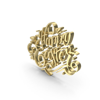 Golden Happy Easter Symbol PNG & PSD Images