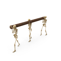 Three Worn Skeletons Carrying A Wooden Log PNG & PSD Images