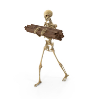 Worn Skeleton Carrying Wooden Sticks PNG & PSD Images