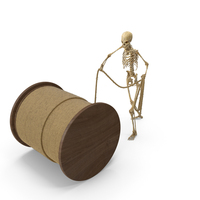 Worn Skeleton Taking Rope From A Large Wooden Reel PNG & PSD Images