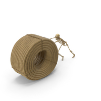 Worn Skeleton Pushing A Massive Rope Roll PNG & PSD Images