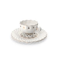 Cup saucer from Porcelain Tea Set with Gold Pattern PNG & PSD Images