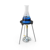 Bunsen Burner with Erlenmeyer Flask on Tripod PNG & PSD Images