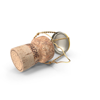 Champagne Bottle Cork Lying Yellow Metal Wire PNG & PSD Images