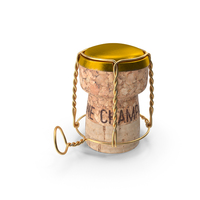 Champagne Bottle Cork with Yellow Wire Upright PNG & PSD Images