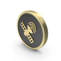 Satellite Symbol On Gold Coin PNG & PSD Images