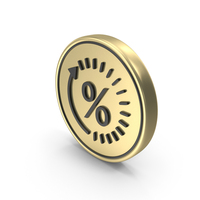 Percent Time Symbol On Gold Coin PNG & PSD Images