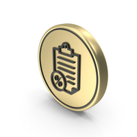 Percent Document Symbol On Gold Coin PNG & PSD Images