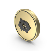 Percent kiddy Bank Coin Gold PNG & PSD Images
