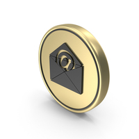 Email Symbol On Gold Coin PNG & PSD Images