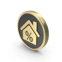 Home Loan Percent Symbol On Gold Coin PNG & PSD Images
