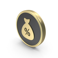 Percent Money Bag Symbol On A Gold Coin PNG & PSD Images