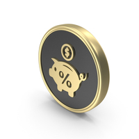 Dollar Percent Symbol On Gold Coin PNG & PSD Images