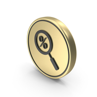 Percent Magnifier Symbol On Gold Coin PNG & PSD Images