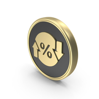 Up Down Percent Symbol On Gold Coin PNG & PSD Images