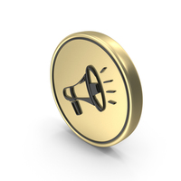 Megaphone Symbol On Gold Coin PNG & PSD Images