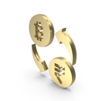 Golden Bitcoin To Rupee Money Exchange Symbol PNG & PSD Images