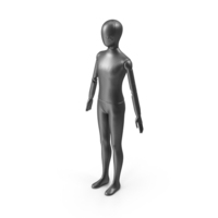 Flexible Child Mannequin Neutral Pose Black PNG & PSD Images